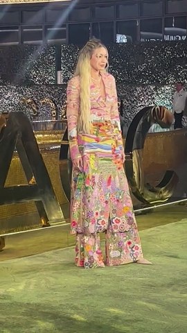 GigiHadid today at the Nita Mukesh Ambani Cultural Centre launch in Mumbai, India.