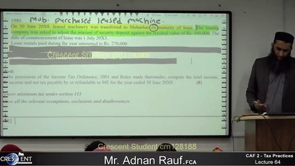 CAF-2 || Lecture 64 || Tax | sir Adnan Rauf | 2023