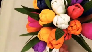 paper flower tulip with crepe paper making tutorial