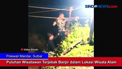 Puluhan Wisatawan Terjebak Banjir dalam Lokasi Wisata Alam di Polewali Mandar