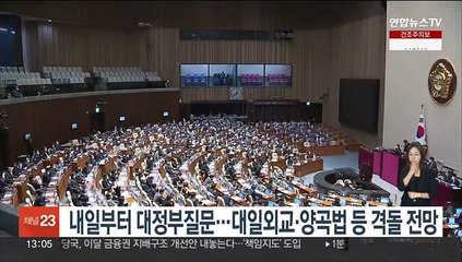 내일부터 대정부질문…대일외교·양곡법 등 격돌 전망