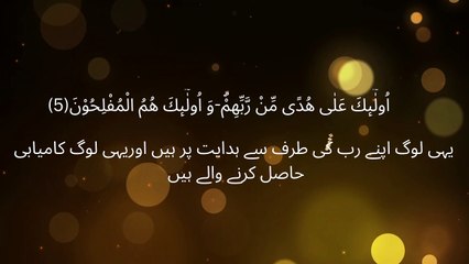 اُولٰٓىٕكَ عَلٰى هُدًى مِّنْ رَّبِّهِمْۗ-وَ اُولٰٓىٕكَ هُمُ الْمُفْلِحُوْنَ(5)