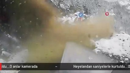 Heyelandan saniyelerle kurtuldu...O anlar kamerada
