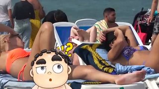 Funny crazy Girl prank on the beach    AWESOME REACTIONS    Best of Just For Laughs