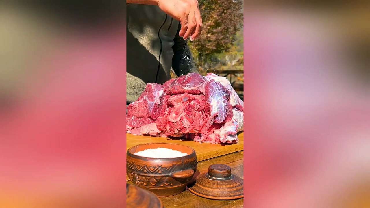 Our Most Delicious Family Dinner! Baked Cow's Neck High in the Mountains! Relaxing ASMR Cooking