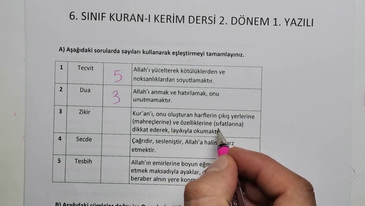 6.Sınıf Kuran-ı Kerim 2.Dönem 1.Yazılı Soruları ve Çözümü ‍(%99 Çıkabilir  )