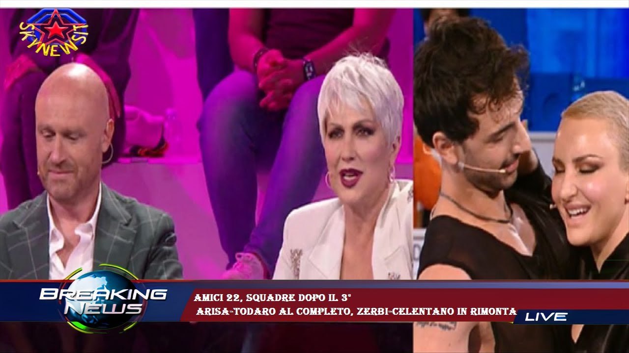 Amici 22, squadre dopo il 3°  Arisa-Todaro al completo, Zerbi-Celentano in rimonta