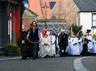 Palm sunday at Ripon Cathedral with live donkey