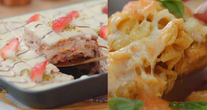 Pâtes zaara poulet fromage, Gâteau courant d'air à la crème - Chahwet Romdhan EP 11