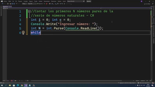 Contar los primeros N números pares de la serie de números naturales en C#