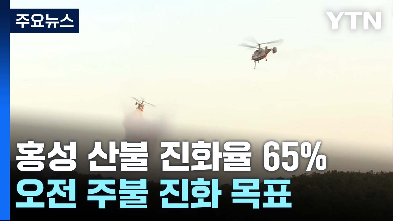 충남 홍성 산불 진화율 65%...오전 주불 진화 목표 / YTN