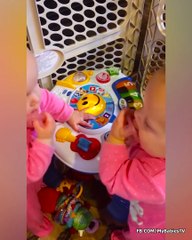 .Funniest Twin Babies Fighting Over