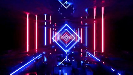 Moving Camera On Neon Light VJ Loop
