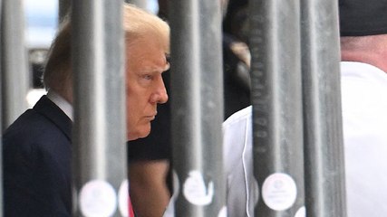 Donald Trump leaves court in silence after pleading not guilty to 34 charges
