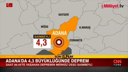 Adana'da 4.3 büyüklüğünde deprem
