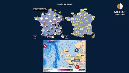 Prévisions météo villes du lundi 3 avril 2023