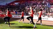 The Sunderland players take part in an open training session in front of fans at the Stadium of Light.