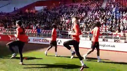 The Sunderland players take part in an open training session in front of fans at the Stadium of Light.
