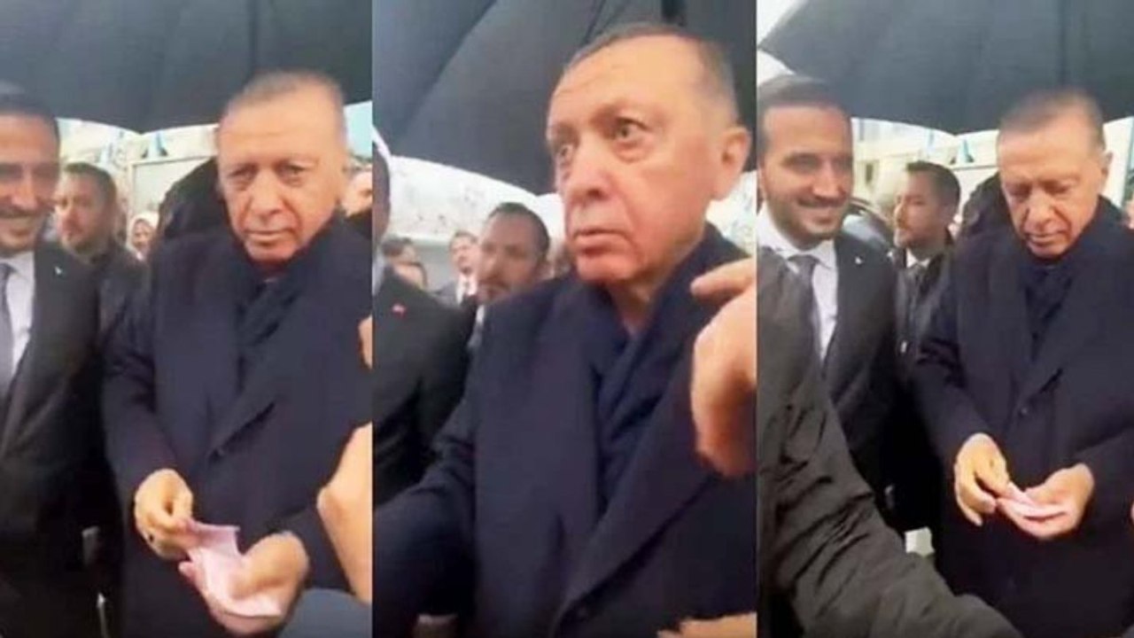 Çocuklara para dağıtan Erdoğan'dan elindeki paraya uzanan vatandaşa tepki: "Dur. Ayıp ayıp"