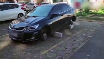 VÍDEO: Motorista dorme e acorda com as quatro rodas do carro furtadas