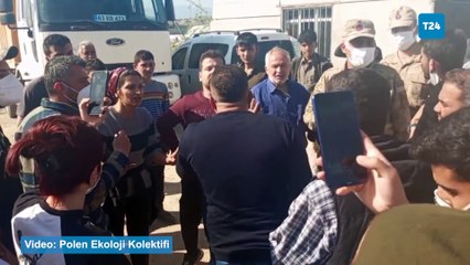 Hatay Yeşilköy’de vatandaşlar moloz yüklü kamyonları durdurdu: “Buraya dökmenize izin vermiyoruz”