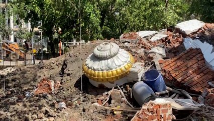 Authorities demolish temple in central India after it partially collapses, killing 36