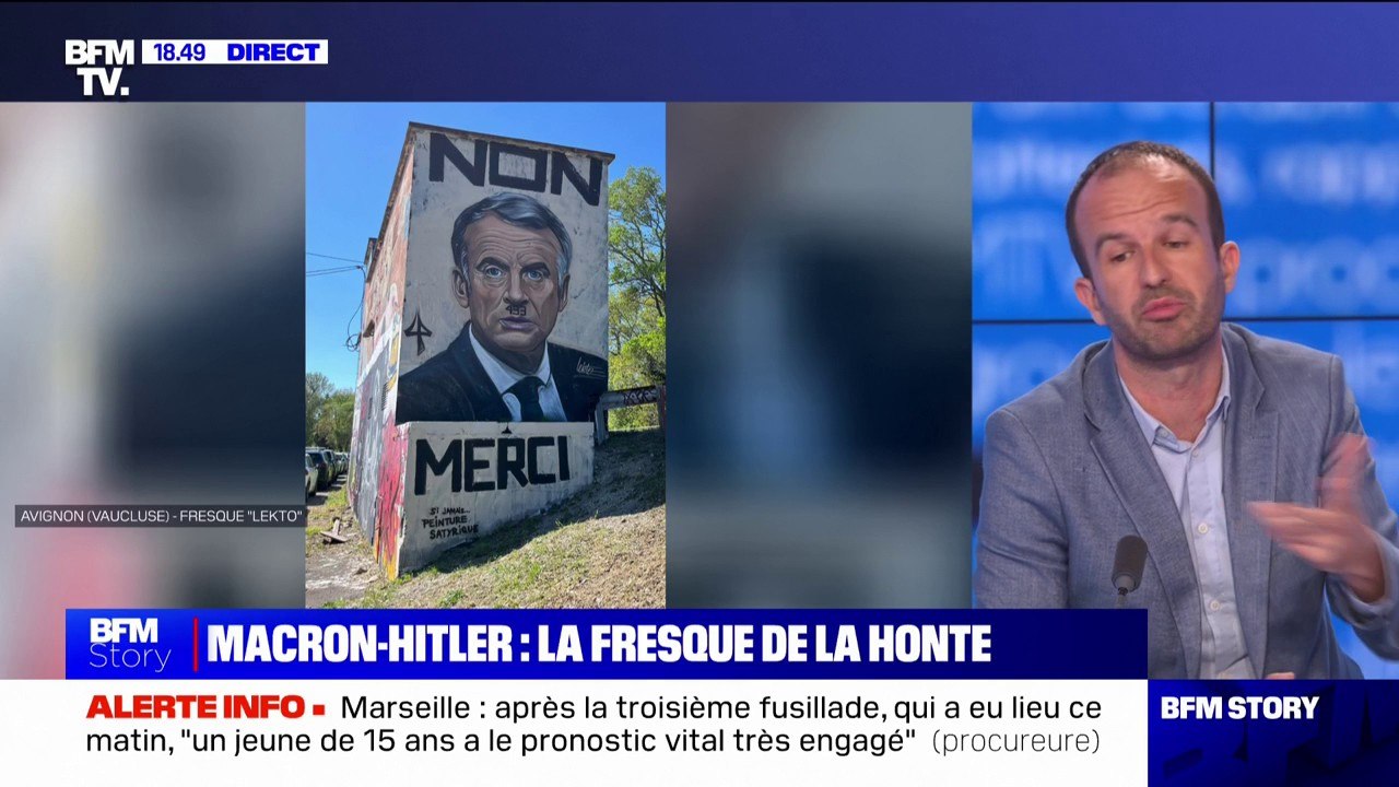 Manuel Bompard (LFI) sur la fresque représentant Macron en Hitler: "Nous avons le droit à la satire en France"