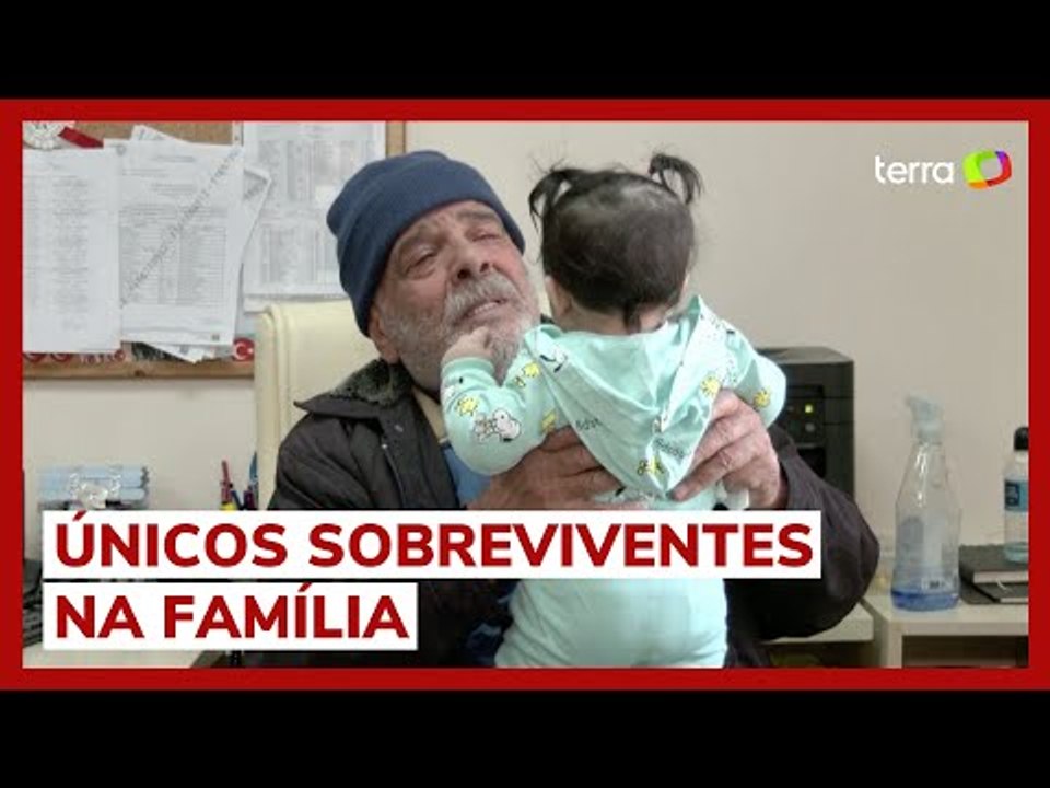 Avô se emociona ao reencontrar neta após três semanas separados por terremotos na Turquia