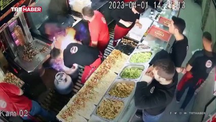 Tüp değişimi esnasında korku dolu anlar kamerada