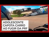 Carro carregado com cigarros contrabandeados capota ao tentar fugir da PRF no Paraná