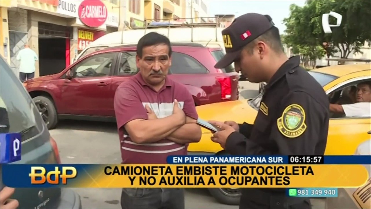 Panamericana Sur: Camioneta embiste a motocicleta y no auxilia a ocupantes