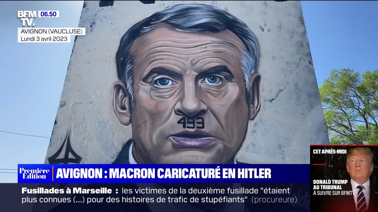 La caricature d'Emmanuel Macron en Hitler, grimé d'une moustache "49.3", fait polémique