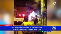 Chorrillos: vecinos que quemaron mototaxi de delincuentes temen represalias
