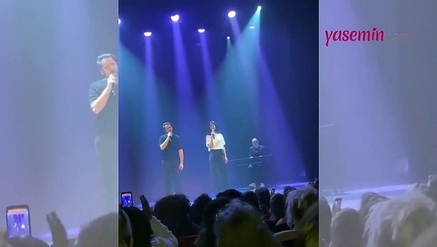 Depremzede çocuklar için söylediler! Tuba Büyüküstün ve Fırat Çelik'ten Pariste şarı söylediler