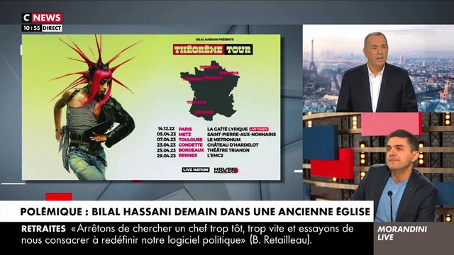 Très vifs échanges sur le plateau de Morandini Live à propos du concert de Bilal Hassani dans une ancienne église à Metz