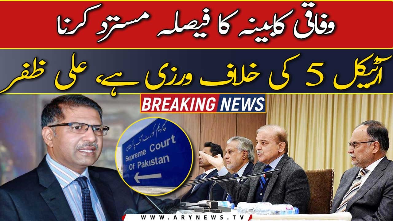 Denying of SC verdict by federal cabinet is violation of Article 5, Barrister Ali Zafar
