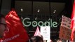 Google employees protest in front of London headquarters over redundancy plans