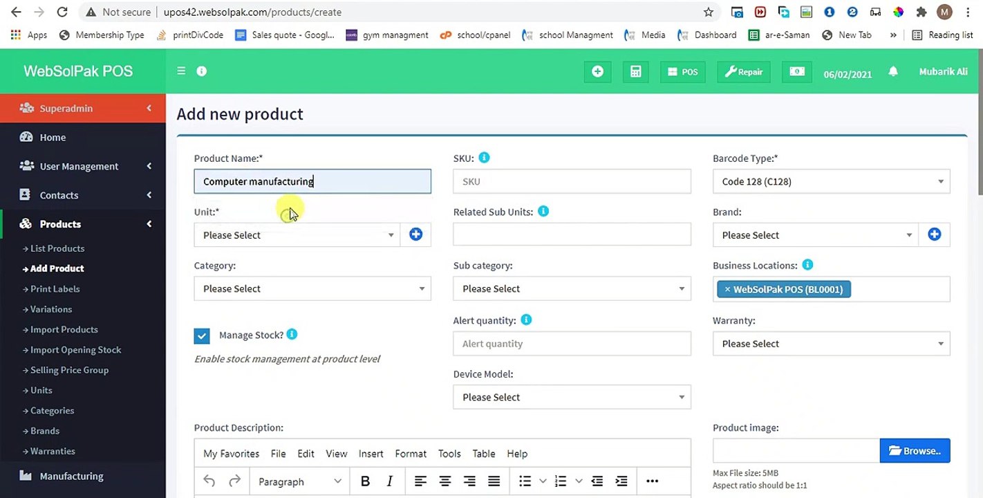 Manufacturing Module_ Point Of Sale software (POS) _  POS for super store and Retail Store