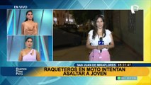 SJM: raqueteros en moto interceptan a joven, pero este reacciona y evita el robo