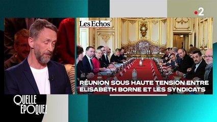Philippe Caverivière ironise sur le rapprochement qui a eu lieu entre Paul de Saint-Sernin et la miss monde Colombienne Camila Pinzon sur le plateau de "Quelle époque !", France 2