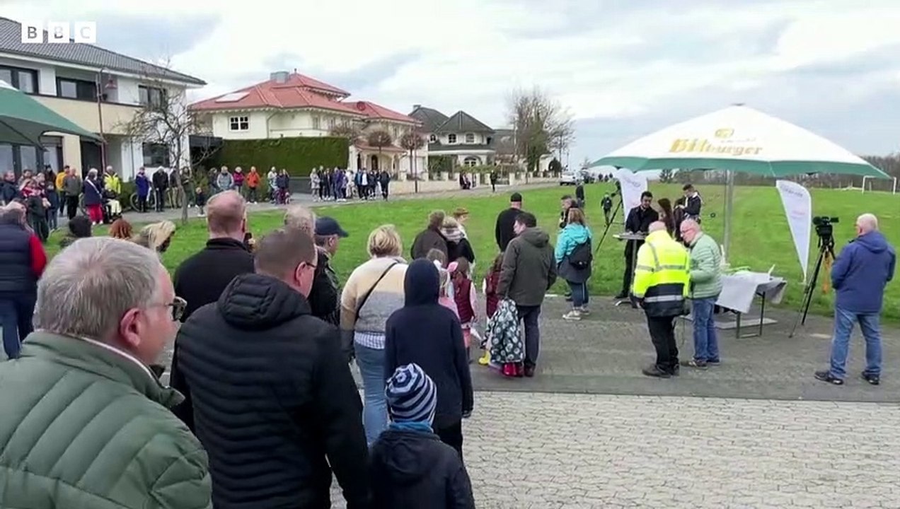 Easter egg-throwing competition takes place in western Germany