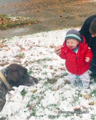 Funny Baby and Daddy Playing in Snow Fail Moments