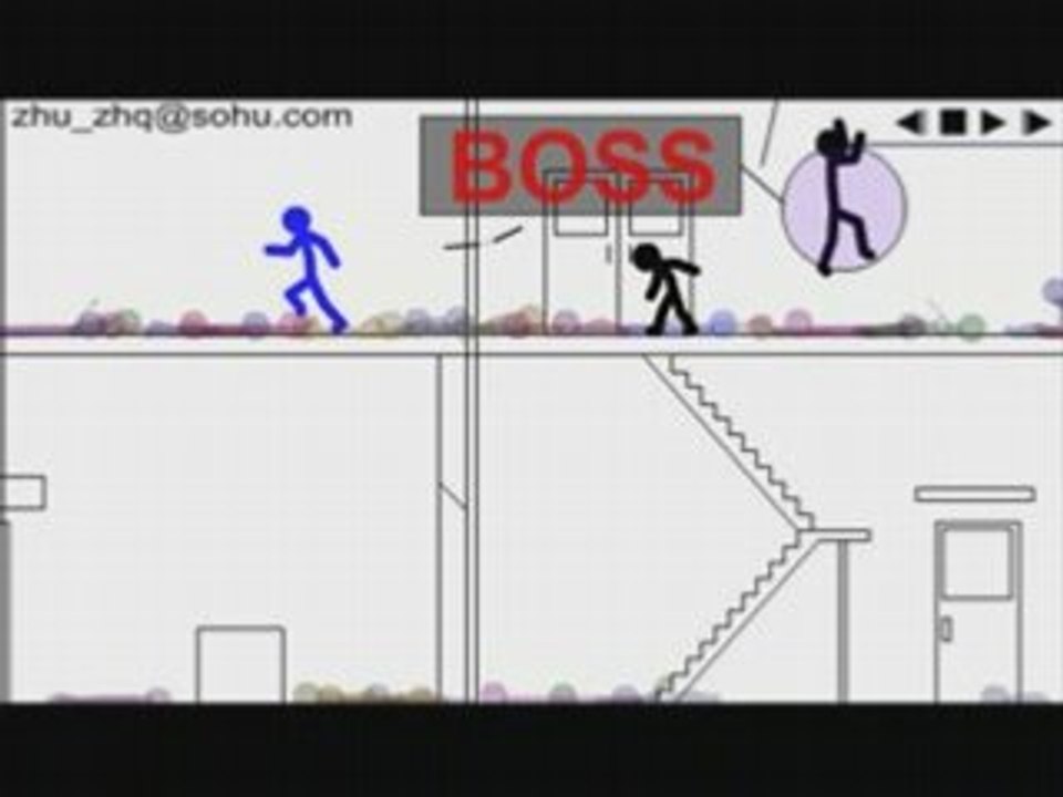 Stickman  noir combat pleins d'autres Stickmen