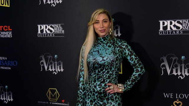 Lika O attends the red carpet premiere of Vaja's music video People Are People in Los Angeles
