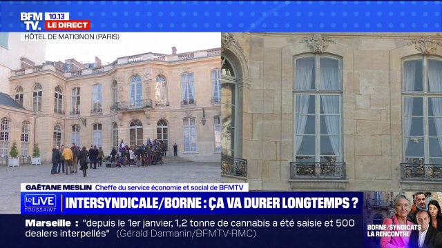 Les images de l'arrivée d'Élisabeth Borne, Olivier Dussopt et Stanislas Guerini devant les leaders syndicaux à Matignon