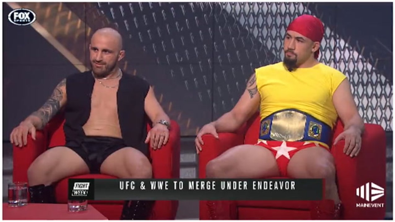 UFC stars dress as WWE icons Hulk Hogan and Steve Austin after companies merge