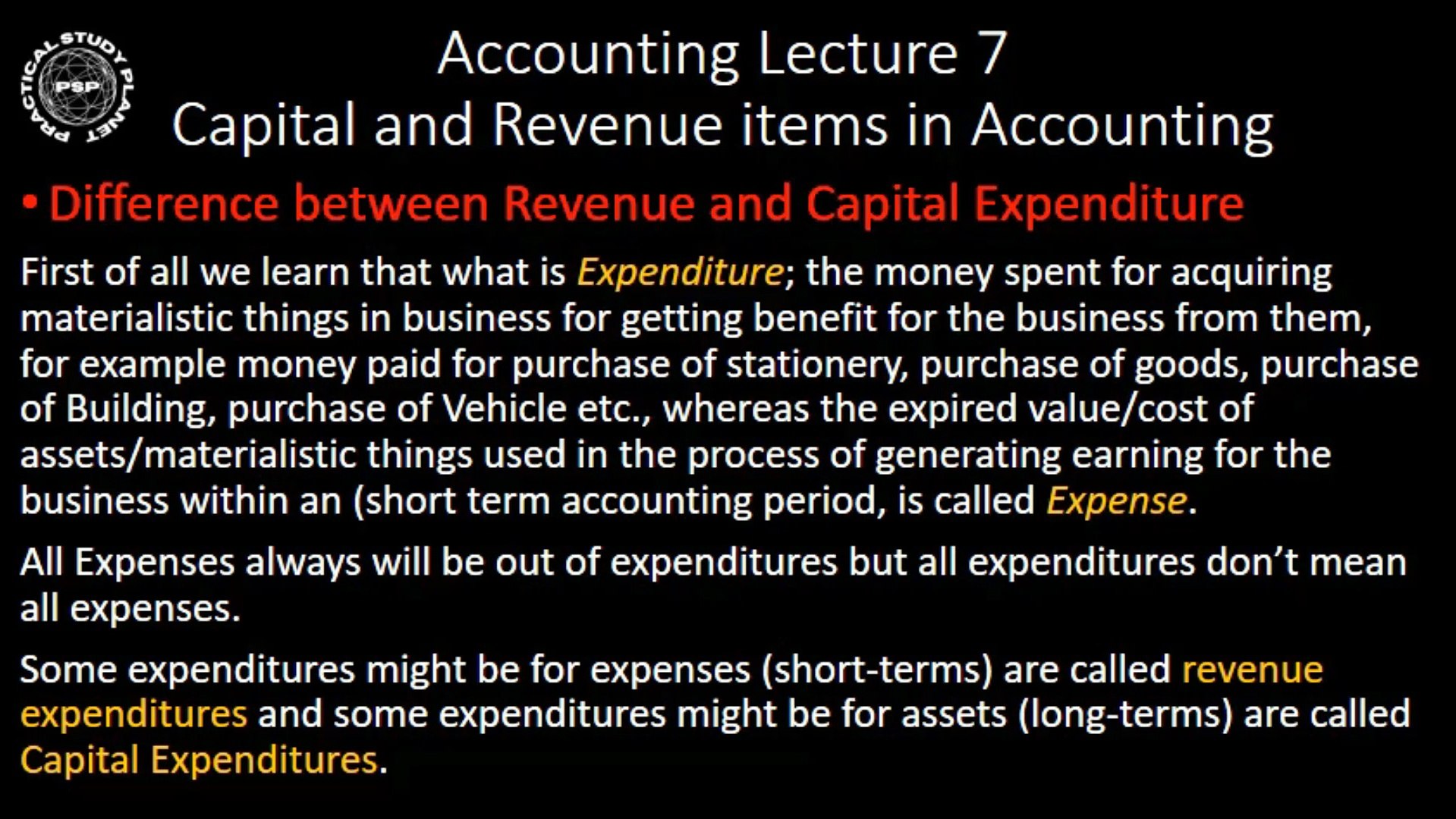 Accounting Lecture-07 (Capital and Revenue items in Accounting) - video  Dailymotion