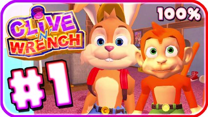 Clive 'N' Wrench Walkthrough Part 1 (PS4) 100% - Bunny, I Shrunk the Chimp