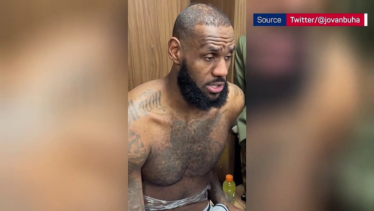 LeBron James unable to answer questions while team-mates make goat noises