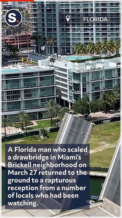 Florida Man Waves 'in Triumph' as He Climbs Raised Drawbridge